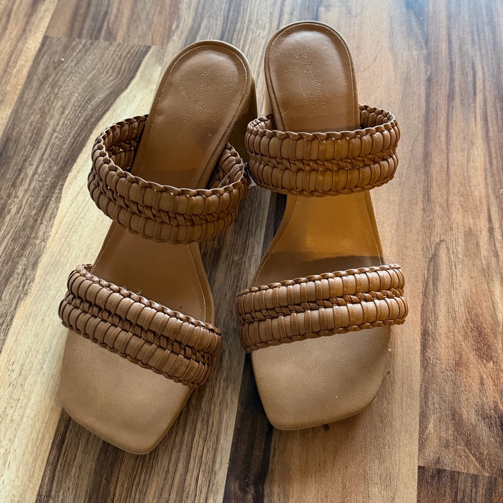 Women's Tan Woven Strap Sandals